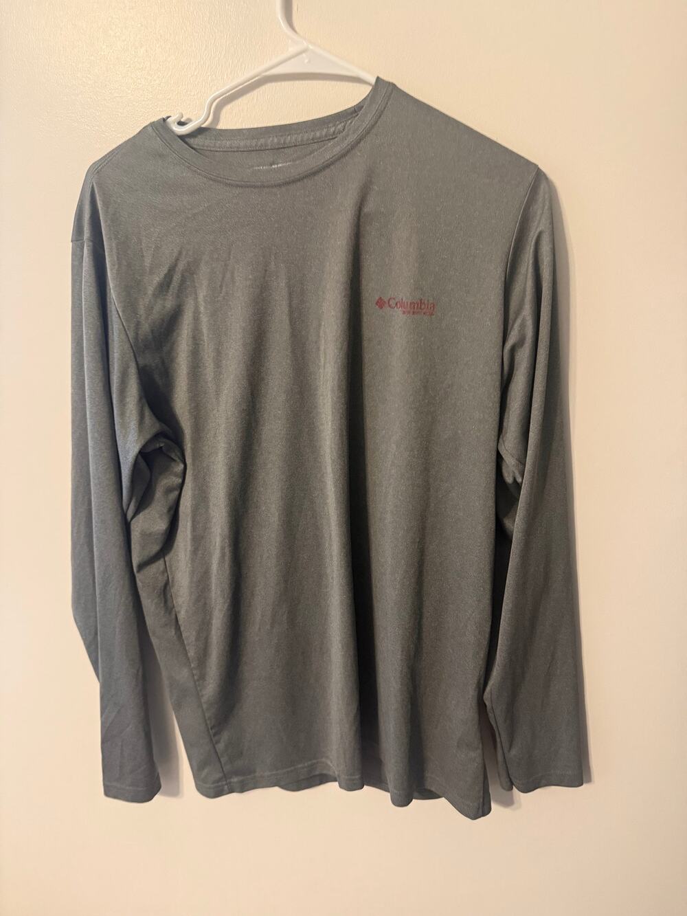 Columbia PFG Terminal Tackle Long Sleeve Fishing T-Shirt Mens S Burgundy Logo